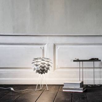 UMAGE Silvia mini tafellamp staal geborsteld staal, wit