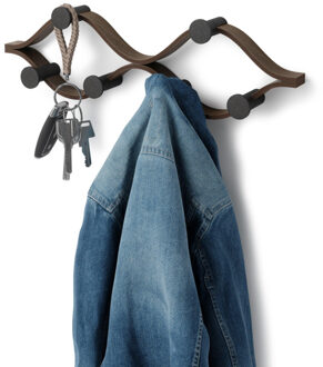 Umbra handdoekhouder - 51x6x15cm - zwarte haakjes - walnoot 1021053-048