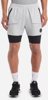 Umbro Heren Pro Training Elite Hybride Short (Haven Mist/Zwart) - maat Wit