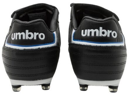 Umbro Heren Speciali Eternal Team HG Leren Voetbalschoenen (Zwart, Wit, Royaal Blauw) Zwart en Gebroken Wit