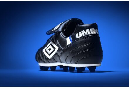 Umbro Heren Speciali Pro FG Lederen Voetbalschoenen (Zwart/Wit/Loyaal Blauw) - maat EU 47.5 / UK 12 Zwart en Gebroken Wit