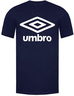 Umbro Korte Mouw Crew Neck Navy Blauw Heren Groot Logo T-shirt 65352U Y70 - maat