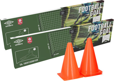 Umbro Voetbalgoal en sportpionnen set - 6-delig - buiten - metaal - voetbal trainingsmateriaal