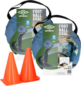 Umbro Voetbalgoal en sportpionnen set - uitklapbaar - 6-delig - binnen en buiten - kunststof
