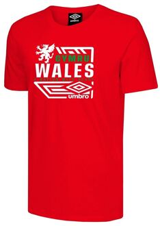 Umbro Wales Diamond Dragon Heren Rood T-Shirt - S
