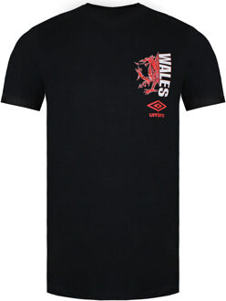 Umbro Wales Geïllustreerd Draak Heren Zwart T-Shirt - maat L