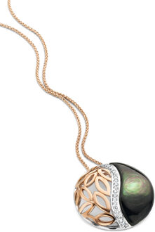 'Unari' Dames 925 Sterling Zilveren Ketting met Hangertje - Zilver/Roze ZH-7112 Zilver en roségoud - One Size