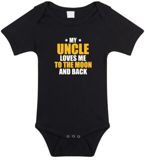 Uncle loves me to the moon oom cadeau baby rompertje zwart jongen/meisje 56 (1-2 maanden)