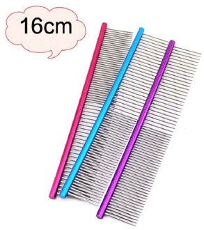 Undefined 16Cm Hond Gebogen Kam Professionele Rvs Pet Grooming Kam Dichte Schaars Tanden Hond Kat Reinigingsborstel blauw