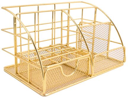 Undefined Rose Goud En Goud Mesh Desk Organizer Penhouder Opslag Caddy Mesh Office Supplies Accessoires Lade Kantoor B