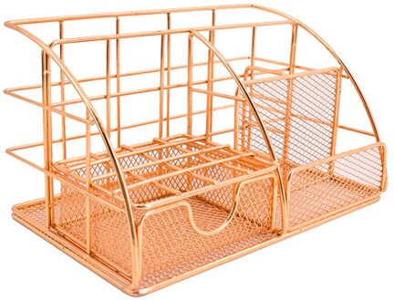 Undefined Rose Goud En Goud Mesh Desk Organizer Penhouder Opslag Caddy Mesh Office Supplies Accessoires Lade Kantoor