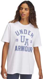 Under Armour Dames-T-shirt Under Armour Heavyweight Collegiate Oversized in Wit - maat UK 12-14 (Womens)