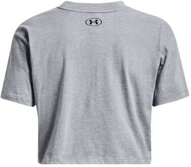 Under Armour Dames-T-shirt Under Armour UA Collegiate Crop Korte Mouw in Grijs - maat