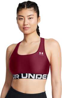 Under Armour Dames Under Armour HeatGear Armour Mid Branded Sportbeha in Rood - UK 4-6 (Womens)