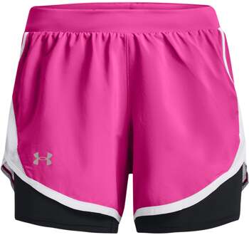 Under Armour Fly By 2.0 2in1 Shorts Dames-Pink,Wit roze - XS