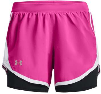 Under Armour Fly By 2.0 2in1 Shorts Dames-Pink,Wit - XS