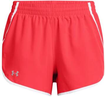 Under Armour Fly By 3in Hardloopshorts Dames-Rood,Wit - L