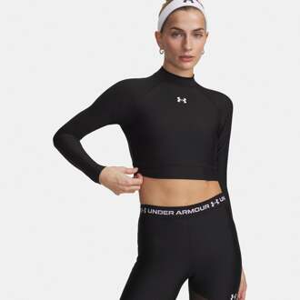 Under Armour HeatGear Crop Mock Longsleeve Dames-zwart, wit - XS,S,M,L,XL