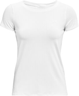 Under Armour HG Armour SS Dames Sportshirt - Maat L - White/Metallic Silver