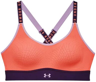 Under Armour Infinity Mid Vrouwen Oranje Geblokt Sportbeha - maat