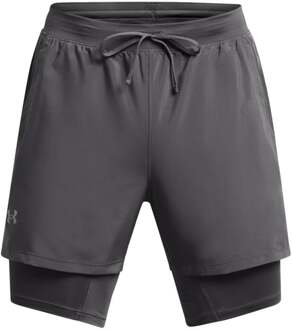 Under Armour Launch 5in 2in1  Hardloopshorts Heren-donkergrijs, donkergrijs - XL