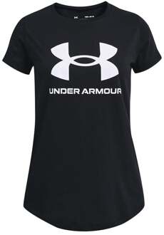 Under Armour live sportstyle graphic sportshirt zwart/wit kinderen - 128