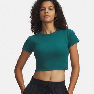 Under Armour Rival Rib Baby T-shirt Dames-groen, wit - L