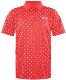 Under Armour Rood/Wit Kinder Poppy Poloshirt met korte mouwen en kraag 1364426 690 - maat