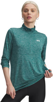 Under Armour Tech 1/2 Zip-Twist Longsleeve Dames-groen, wit - XS,S,M,L,XL
