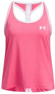 Under Armour Tech Knockout Tanktop Meisjes-Pink,Wit - L
