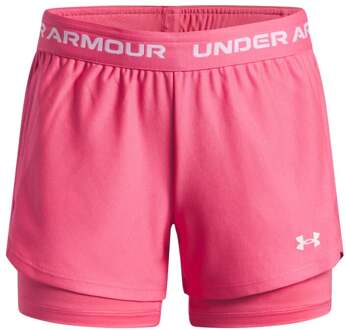 Under Armour Tech Play Up 2in1 Shorts Meisjes-Pink,Wit roze - XL