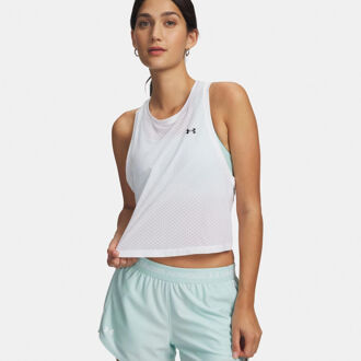 Under Armour Tech Sport Mesh Crop Tanktop Dames-wit, zwart - S,M,L,XL