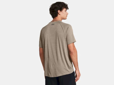 Under Armour ua tech textured ss-brn sport t-shirt korte mouw heren - - maat L Bruin