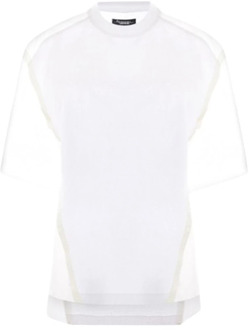 Undercover Witte T-shirt met Chiffon Inzetstukken Undercover , White , Dames - L,M,S