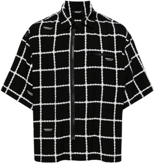Undercover Zwart Half-en-Half Shirt Undercover , Black , Heren - Xl,L