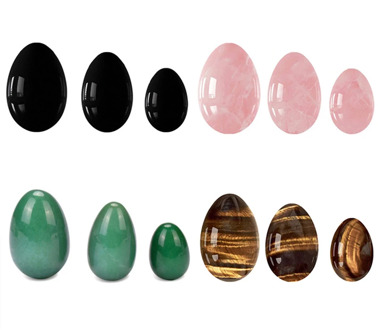 Undrilled Rose Quartz Yoni Egg Set Natural Crystal Jade Massager Stone Kegel Exercise Jade Ball Vaginal Tightening Massage Eggs