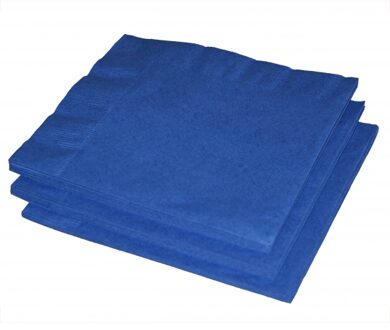 Uni kleur tafel servetten - blauw - 20x stuks - 33 x 33 cm - Papier