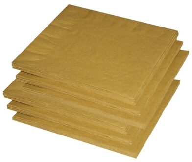 Uni kleur tafel servetten - goud - 60x stuks - 33 x 33 cm - Papier