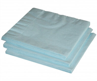 Uni kleur tafel servetten - lichtblauw - 40x stuks - 33 x 33 cm - Papier