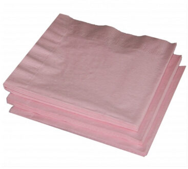 Uni kleur tafel servetten - lichtroze - 20x stuks - 33 x 33 cm - Papier