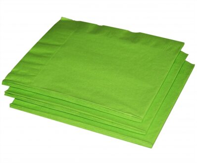 Uni kleur tafel servetten - Lime groen - 60x stuks - 33 x 33 cm - Papier
