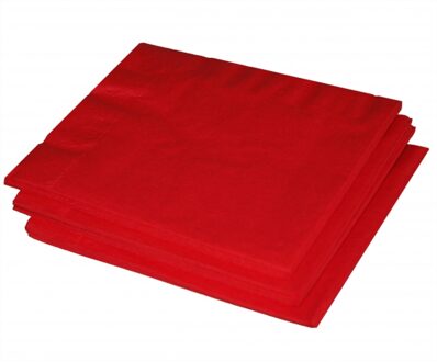 Uni kleur tafel servetten - rood - 40x stuks - 33 x 33 cm - Papier