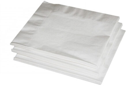 Uni kleur tafel servetten - wit - 20x stuks - 33 x 33 cm - Papier