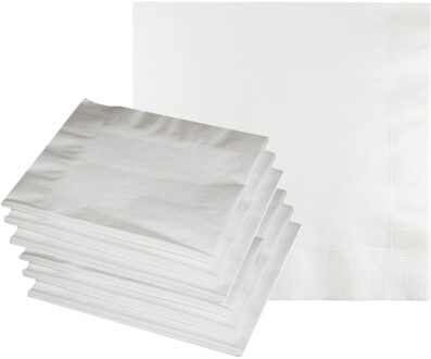 Uni kleur tafel servetten - wit - 40x stuks - 33 x 33 cm - Papier