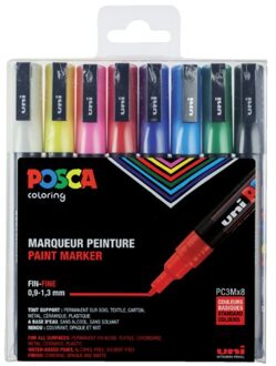 Uni posca stiften standard colors pc3m 0.9-1.3 mm lijn Multikleur