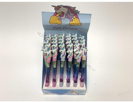 Unicorn balpen met glitters 15cm multi