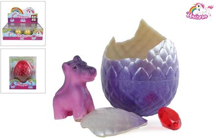 Unicorn ei met groeiende eenhoorn 8cm verschillende