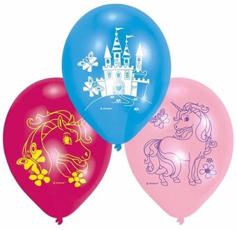 Unicorn feest versiering ballonnen set van 6x stuks