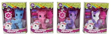 Unicorn met accessoires en stickers 12cm verschillende