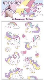 Unicorn Neptattoos Unicorn Meisjes Wit/roze 12 Stuks